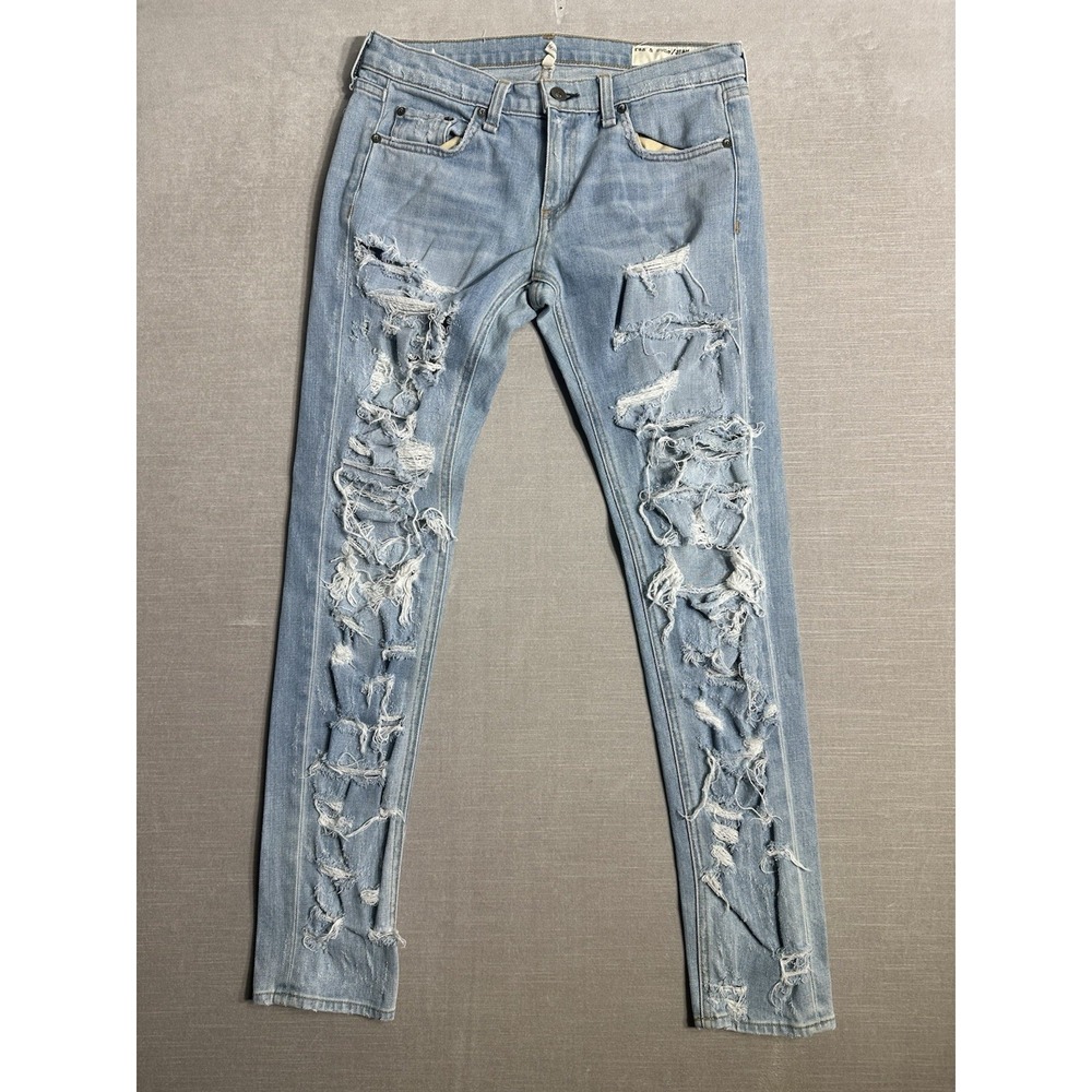 Rag & Bone The Dre Thrasher Jeans Distressed Boyfriend Size 26 Light Blue 30x31